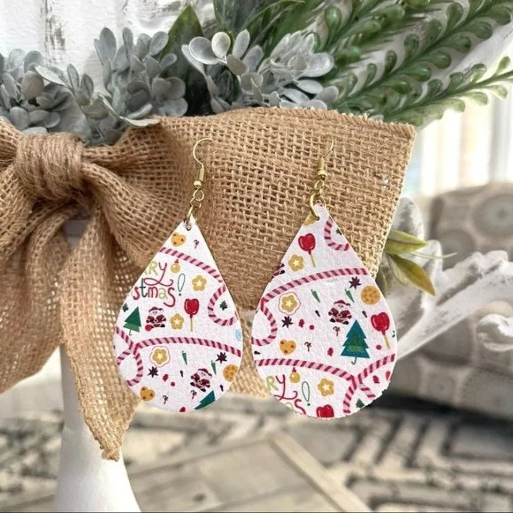 Handmade Christmas Tree Bells Teardrop Statement Earrings Stocking Stuffer Gift